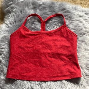 Beyond Yoga spacedye slim Racerback cropped tank currant red heather